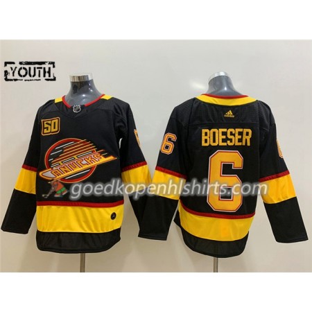 Vancouver Canucks Brock Boeser 6 Flying Skate 50th Anniversary Adidas 2019-2020 Zwart Authentic Shirt - Kinderen